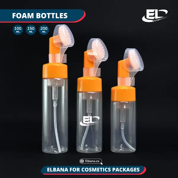 Orange Foam Pump Bottles - With Brush